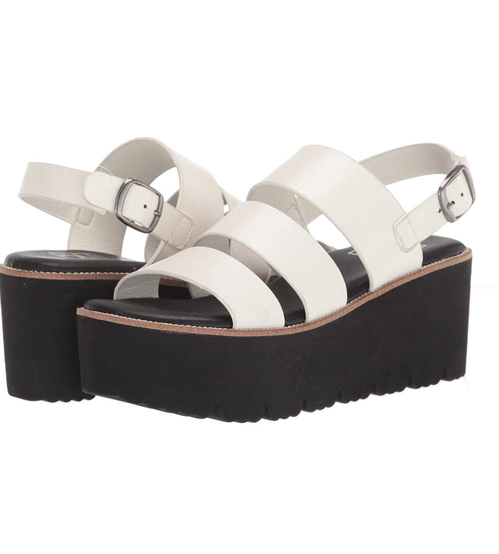 Dirty laundry Pendulum Platform Sandals white stripe Sz 8.5
